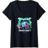 imageWomens A Minecraft Movie Adventure Gang Main Characters Group Shot VNeck TShirtBlack