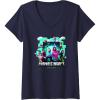 imageWomens A Minecraft Movie Adventure Gang Main Characters Group Shot VNeck TShirtNavy Blue