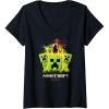 imageWomens A Minecraft Movie Group Of Creepers Surrounding The Gang VNeck TShirtBlack