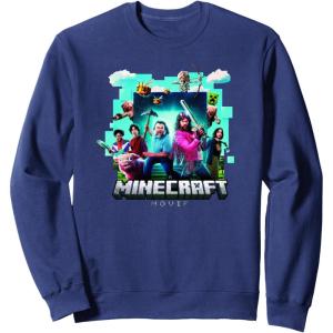 imageA Minecraft Movie Adventure Gang Main Characters Group Shot SweatshirtNavy Blue