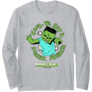 imageA Minecraft Movie Gang We Got A Zombie Problem Cartoon Style Long Sleeve TShirtHeather Grey