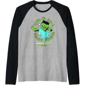 imageA Minecraft Movie Gang We Got A Zombie Problem Cartoon Style Raglan Baseball TeeBlackAthletic Heather
