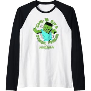imageA Minecraft Movie Gang We Got A Zombie Problem Cartoon Style Raglan Baseball TeeBlackWhite