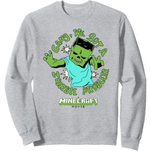 imageA Minecraft Movie Gang We Got A Zombie Problem Cartoon Style SweatshirtHeather Grey