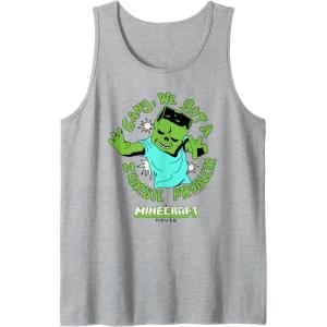 imageA Minecraft Movie Gang We Got A Zombie Problem Cartoon Style Tank TopHeather Grey