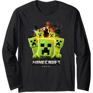 imageA Minecraft Movie Group Of Creepers Surrounding The Gang Long Sleeve TShirtBlack