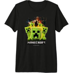 imageA Minecraft Movie Group Of Creepers Surrounding The Gang Premium Triblend TShirtBlack
