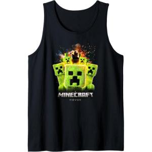 imageA Minecraft Movie Group Of Creepers Surrounding The Gang Tank TopBlack