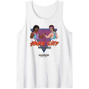 imageA Minecraft Movie Hunk City Rampage Colorful 90s Logo Tank TopWhite
