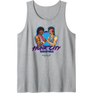imageA Minecraft Movie Hunk City Rampage Powerful 90s Logo Tank TopHeather Grey
