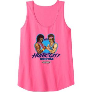 imageA Minecraft Movie Hunk City Rampage Powerful 90s Logo Tank TopNeon Pink