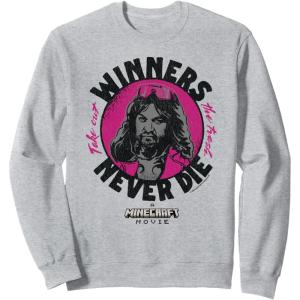 imageA Minecraft Movie Take Out The Trash  Winners Never Die SweatshirtHeather Grey