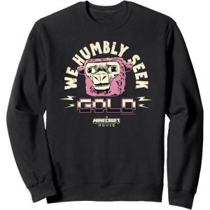 imageA Minecraft Movie We Humbly Seek Gold Funny Pink Sheep SweatshirtBlack
