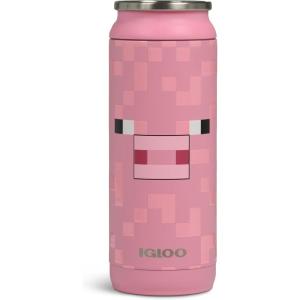 imageIgloo MineCraft Grass Block 16 oz Stainless Steel Hydration Can Insulated Water Bottle Reusable Travel Mug16 Oz Pig