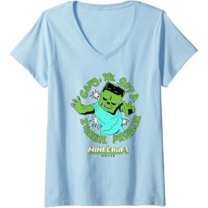 imageWomens A Minecraft Movie Gang We Got A Zombie Problem Cartoon Style VNeck TShirtBaby Blue