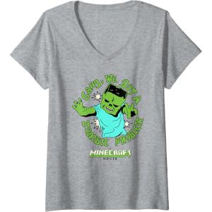 imageWomens A Minecraft Movie Gang We Got A Zombie Problem Cartoon Style VNeck TShirtHeather Grey
