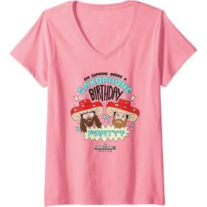 imageWomens A Minecraft Movie Someone Order A Saxophone Birthday Party VNeck TShirtPink