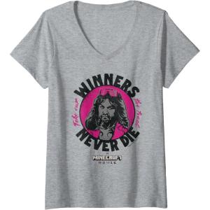 imageWomens A Minecraft Movie Take Out The Trash  Winners Never Die VNeck TShirtHeather Grey