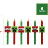 imageMinecraft Birthday Cake Candles  6 Birthday Candles for Cake Decorations Red ampamp Green Striped Candles Cake Toppers for Minecraft Party