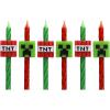imageMinecraft Birthday Cake Candles  6 Birthday Candles for Cake Decorations Red ampamp Green Striped Candles Cake Toppers for Minecraft Party