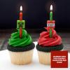 imageMinecraft Birthday Cake Candles  6 Birthday Candles for Cake Decorations Red ampamp Green Striped Candles Cake Toppers for Minecraft Party