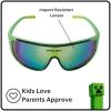 imageARKAID Kids Sports Wraps for Tweens  Sonic Minecraft and SpiderMan Boys Sunglasses  UV 400  One Size Fits MostMinecraft