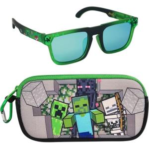 imageArkaid MINECRAFT Sunglasses with Case  Official Licensed Minecraft Accessory Set  Safe UV 400 Lenses with Zip Protective Case for Kids